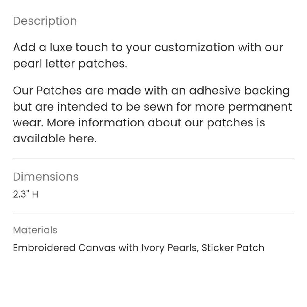 Blue Pearl Letter Patch - Picture 4 of 4